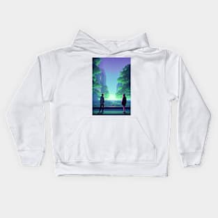 A Couple in Bridge Lofi Scenario Anime Landscape Kids Hoodie